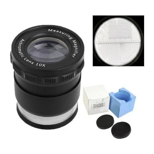 10X LED Illuminated Adjustable Cylindrical Drawing Measuring Cloth Magnifier Loupe Magnifying Glass Lens Reading Graticule Scale