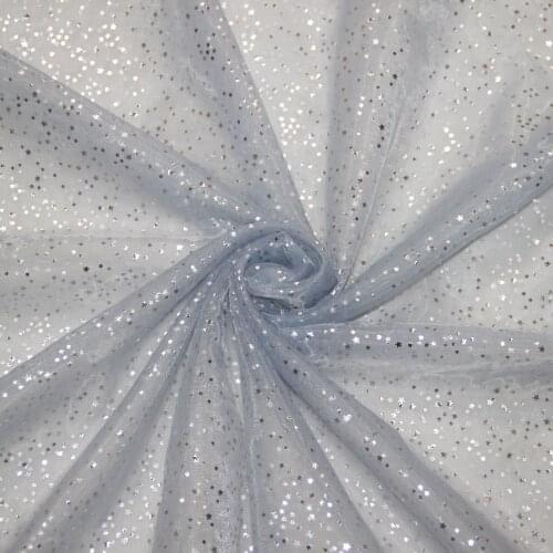 150cm wide organza bronzed star printing fabric shining glitter tulle dress party decoration DIY apparal sewing fabric