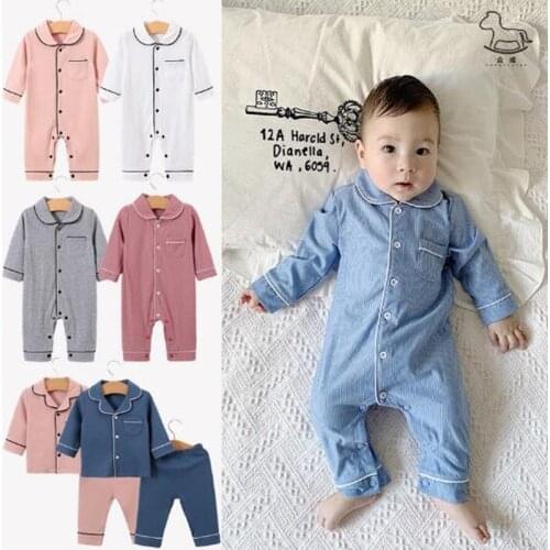 2020 Newborn Baby Clothes Cotton Infant Romper Suit Baby Boys Girl Cotton Loungwear Children Kids Homewear Pajamas Evening Dress