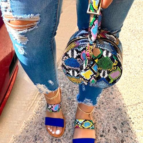 2021 Free shipping Snake Multi Colors Handbags INS Hot Leisure Party Purse Female Ladies Tie-Dye Bags Women Casual Round Bag