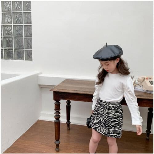 2021 News Girl Puff sleeve T-shirt Summer Spring Cotton Baby Children Kids Casual Skirt 2-7 Years