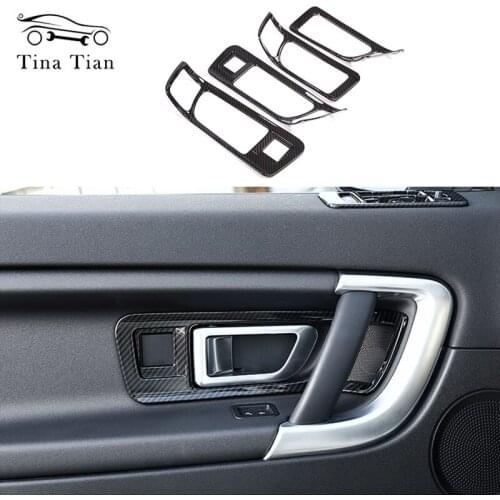 ABS carbon fiber Inner Door Handle Frame Cover Trim Interior Decoration For Land Rover Discovery Sport 2015-2019 Car Styling
