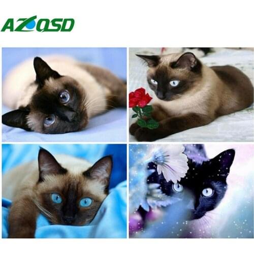 AZQSD Diamond Painting Home Decor Needlework Gift 5D DIY Diamond Embroidery Aniaml Cat Picture Of Rhinestones