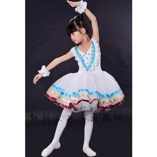 Ballet Dancing Skirt Girls Vintage Spaghetti Ballet Dresses Children princess dress Elegant Classic Swan Lake Dance Ballet Tutu