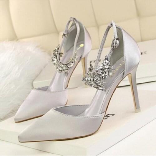Sandals Women High Heels Shoes Pointed Toe Wedding Shoes Women Pumps Crystal Ladies Shoes Fashion Stiletto Sandalias Mujer 2021