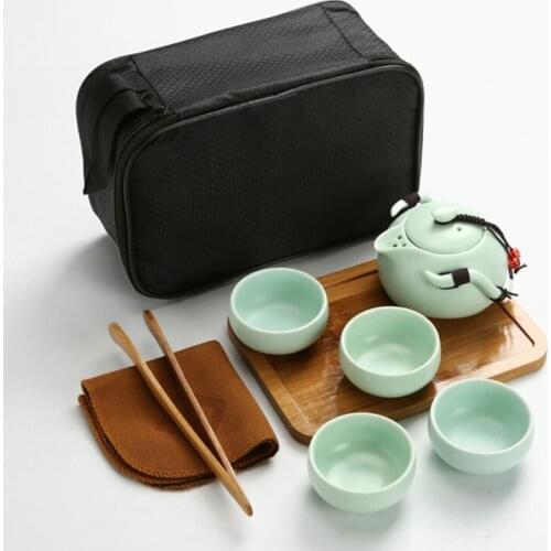 100% Handmade Chinese / Japanese Kungfu Gongfu Tea Set Ceramic Teapot And Cup And Saucer Tea Clip And Cloth Case Designer Water