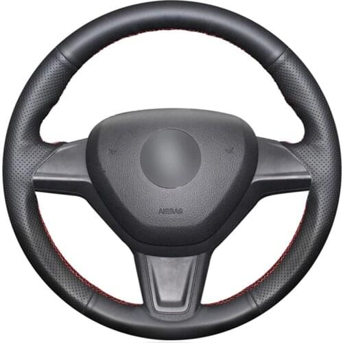 Black Artificial Leather Handsewing No-slip Car Steering Wheel Cover for Skoda Citigo 2013-2019 Fabia 2013-2019 Yeti 2014-2019