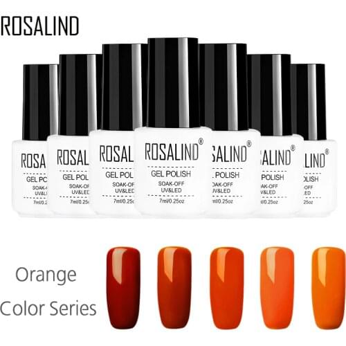Rosalind Gel 1S 7ML White Bottle Orange Color Nail Gel Polish Soakoff UV Nail Polishes Lacquer Semi Vernis Permanent Gel Varnish