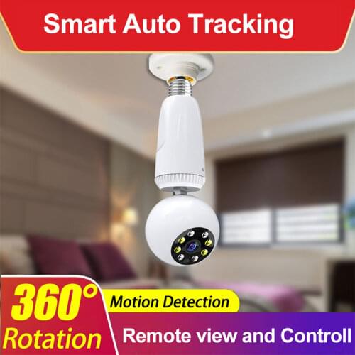 HD 1080P 360° Rotate Auto Tracking Panoramic Camera Light Bulb Wireless Wifi PTZ IP Camera Remote Viewing Security Surveillance