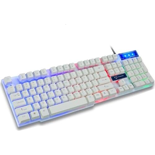 GK50 Rainbow Backlight Gaming Keyboard RGB Gaming Keyboard Dedicated Media Keys & Dial Classic Black White