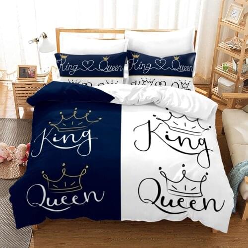 King Queen Lovers Bedding Set Single Twin Full Queen King Size Lover Oil Painting Bed Set Childrens Kid Bedroom Duvetcover 012