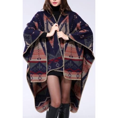 Nice Fashion Women Winter Warm Coat Striped Tassel Shawls Poncho Capes Knitted Cashmere Shawl Cardigans Sweater Coat T3