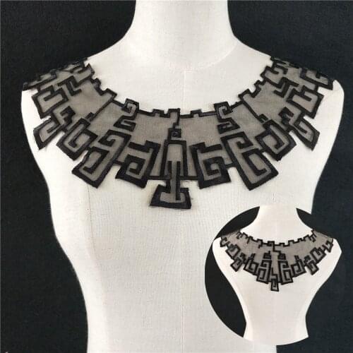 Front/Back Lace Neckline DIY Sewing Garment Accessory embroidered Applique Lace Fabric african Lace Collar trim Wedding dress