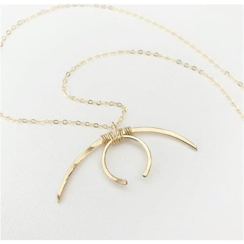 Moon Necklaces Handmade Jewelry 14K Gold Filled/925 Silver Pendant Vintage Choker Kolye Jewelry Women Boho Women Necklace