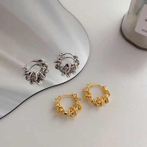 WTLTC Statement Metal Twisted Hoop Earrings Femme Spiral Shaped Earrings Hoops Retro Geometric Big Earrings 2021 Vintage Jewelry