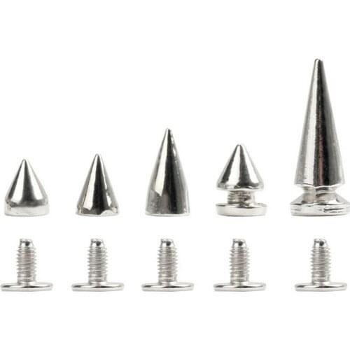 50sets/Lot DIY Metal Punk Cone Spikes Screwback Studs Warhead Cone Rivets Nail Crafts for Leather Necklace Garment Belt Decor