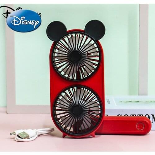 Disney Cartoon Mini Mute Handheld Fan Gale Double Head Fan Office Desktop USB Outdoor Folding Portable