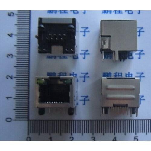 60PCS RJ45 Modular Network PCB Jack 56 8P LAN Connector Shielded with LED Lamp