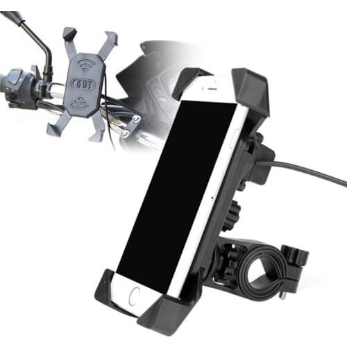 Motorcycle Charger Cell Phone Mount Holder Clamp with USB Charger ATV GPS Holder
