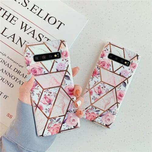 Marble Flower Case For Samsung Galaxy S21 note 9 10 plus Note 20 ultra Back Cover Soft Silicone Phone Cases flowers Coque Shell