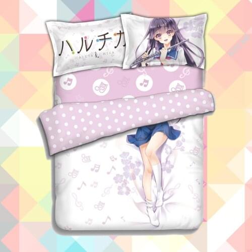 Anime Cartoon Haruta to Chika wa Seishun Suru Quilt Cover Bedding Set With Pillow Cases Bed Sheet Duvet Cover Set 4pc 160101