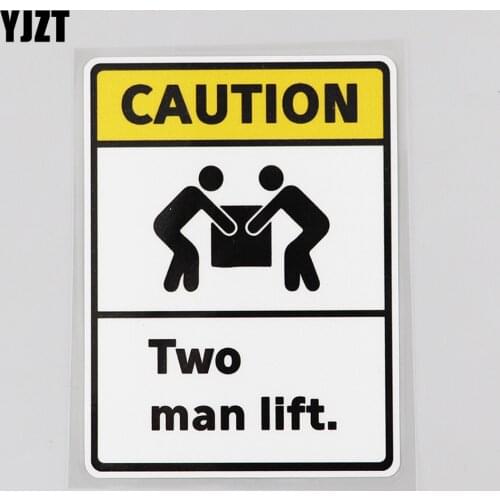 YJZT 8.5CM×11.5CM Decal Caution Tow Man Lift. PVC Car Sticker 12C-0646
