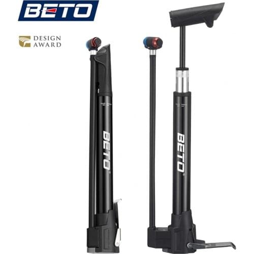 BETO Portable Cycling Pump Alloy Combo Pump with Gauge 120psi Compatible Presta Schrader MTB Road Bicycle Inflator Bike Pump