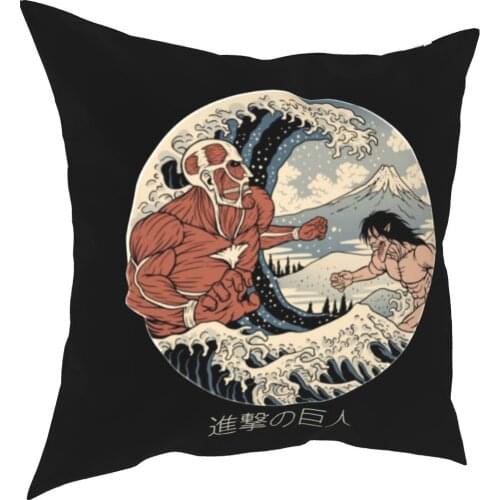 Attack On Titan Kanagawa Wave Pillows Living Room Shingeki No Kyojin Pillows Case House Decoration Pillows Cover 45*45cm