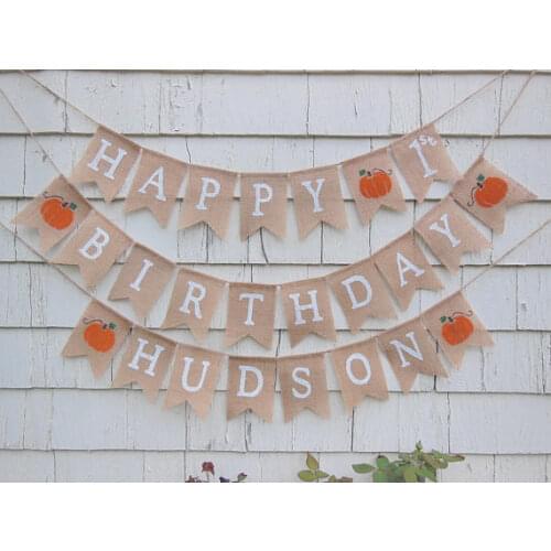 CUSTOM name little pumpkin First 1st happy birthday burlap Banners Christening nursery room Buntings garlands Photo Prop signs