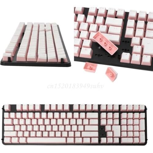 RGB 108 Keycaps ANSI Layout Add ISO PBT Pink Pudding Double Skin Milk Shot Backlit Keycap Storage Board For OEM Cherry MX