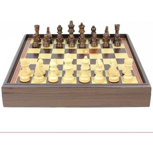 International Chess Checkers Magnetic High-grade wood grain Board Chess Game Desktop