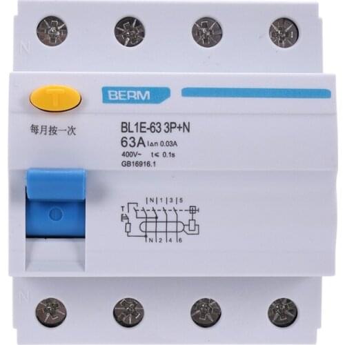 SHGO HOT-BL1E-63 3P+N 63A RCCB Residual Current Circuit Breaker 400V 30MA Electric Leakage Protection Mini Circuit Breaker