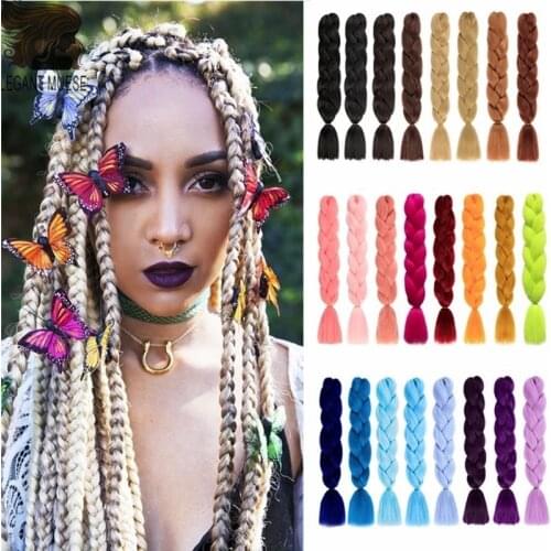 ELEGANT MUSES Braiding Hair Extension For Crochet Box Braids Synthetic Jumbo Braid Hair 24in 100g Ombre Colored