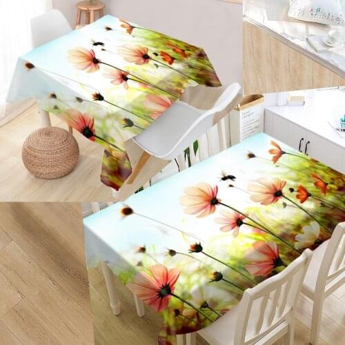 Nature Flowers Table Cover Printing Waterproof Tablecloth More Size Tablecloths Kitchen Wedding Hotel Decoration