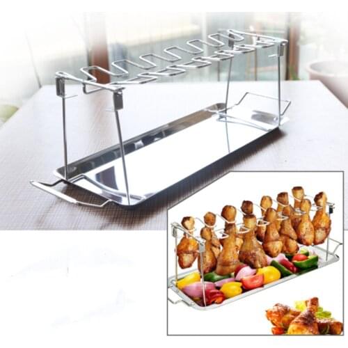 Folded roast chicken leg rack with tray tray roast chicken rack barbecue tray barbecue rack BBQ barbecue utensils