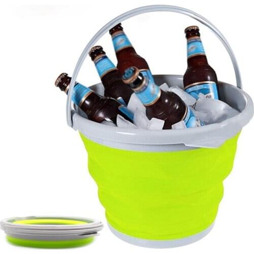 Collapsible Silicone Ice Bucket Portable Champagne Beer Wine Cooler Folding Ice Cube Bucket Home Bar Storage Bucket 5/10L