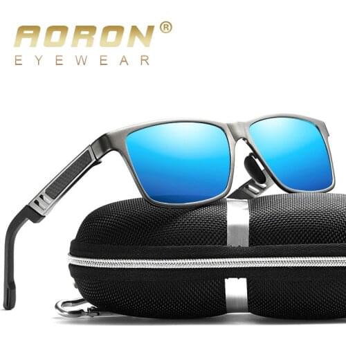 AORON Mens Polarized Sunglasses Aluminum Magnesium Sun Glasses Driving Glasses Rectangle Lens For Men Eyewear