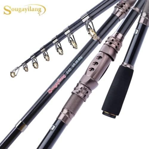 Sougayilang 1.5M - 3.3M Colorful Guide Ring Collapsible Superhard Carbon Fiber Portable Telescopic Fishing Rod Sea Fishing Pole