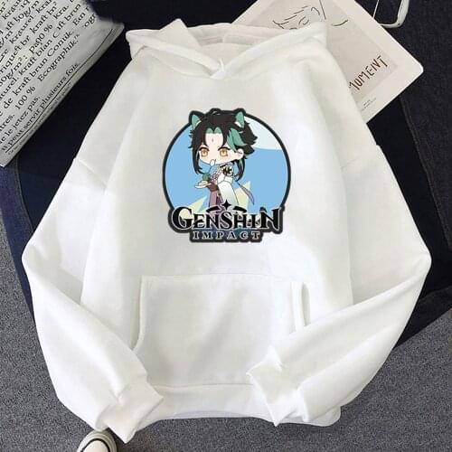 Genshin Impact Xiao Print Hoodie Harajuku Hip Hop Men Sweatshirts Thick Hoodies Fashion Womens Tye Dye Sweatshirt Anime Hooded