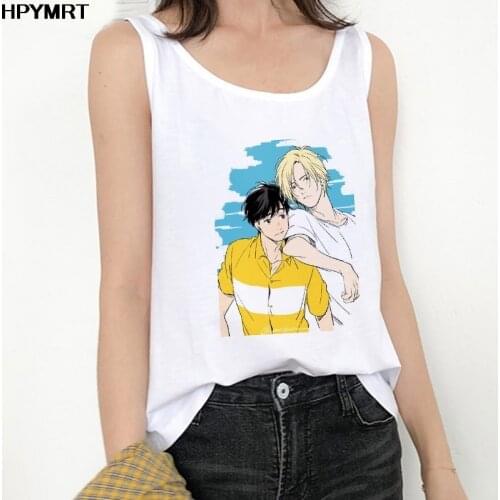 Japanese Anime Banana Fish Women Tank Tops Harajuku Streetwear Loose Tops Cute print Sleeveless Tees Female Clothing streetwear