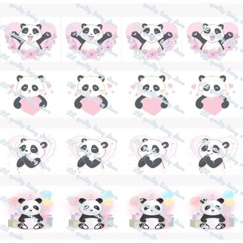 WL 2‘’Cartoon Panda Love Grosgrain Ribbon Gift Wrapping Bowknot Diy Party Decoration Craft Supplies Animal Collar