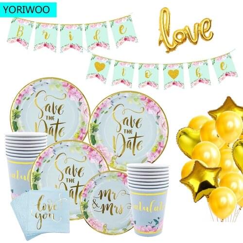 YORIWOO To Be Bride Disposable Party Tableware Mr Mrs Wedding Decoration Bridal Shower Favors Hen Bachelorette Party Accessories