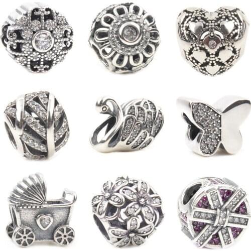 Factory Sale Mix DIY Charm Beads Fits Bracelet Silver 925 Charms Original Sterling Silver Jewelry For Women Gifts Drop Shipping