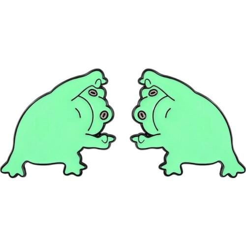 Mirrored Frogs Hard Enamel Pins Brooches Women Men Lapel Badges Backpack Hat Bag Collar Fashion Jewelry Gifts For Kids Friend