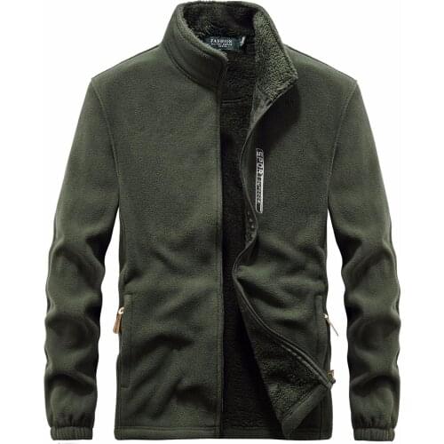 Winter Mens Jacket Thick Fleece Tactical Jacket Autumn Casual Coat Turn-Down Collar Zipper Cardigan Jacket Men Outdoor Clothing