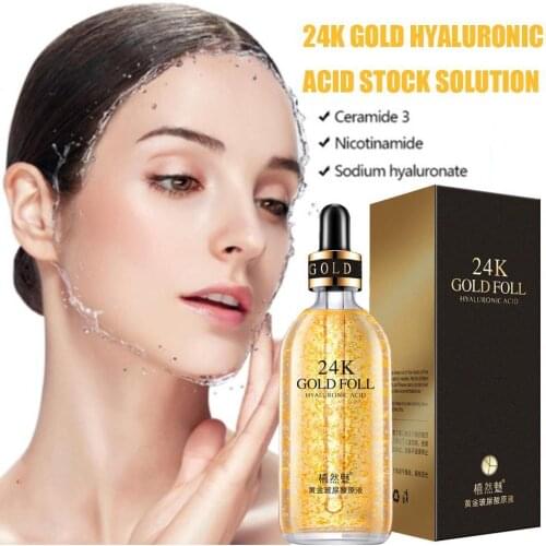 100ml 24K Gold Firming Moisturizing Essence Pure Hyaluronic Acid Anti-wrinkle Golden Niacinamide Liquid Skin Care Essence