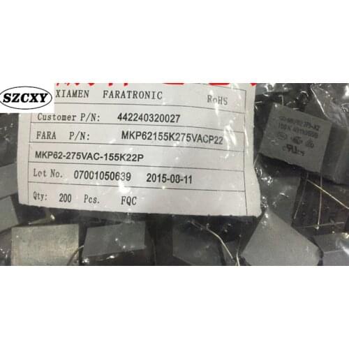 20PCS MKP62 275V1.5UF 22MM 155K 275VAC X2 1.5uF Safety capacitance