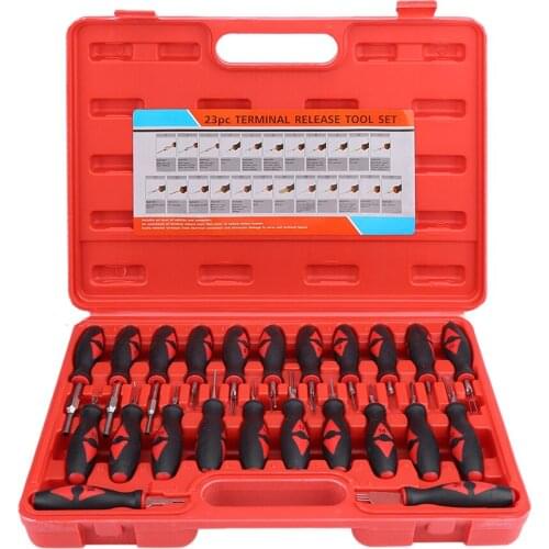 23pcs Universal Automotive Terminal Release Removal Remover Tool Kit Suitable For Round Plug And Flat Plug Contacts Red Black