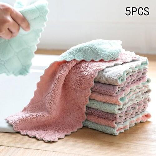 5pcs Super Absorbent Microfiber Kitchen Dish Cloth High-efficiency Tableware Household Cleaning Towel Kitchen Cleaning Cloth