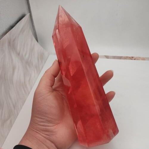 800-1000g 1pcs red Melting stone quartz obelisk crystal wand point reiki healing